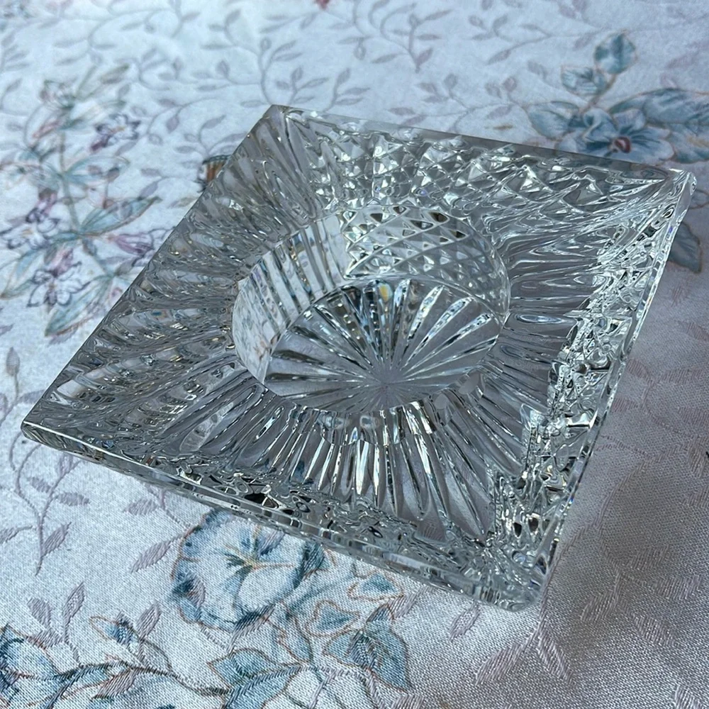 Vintage large heavy Waterford ashtray,votive candle holder 5”almost 3lbs,signed